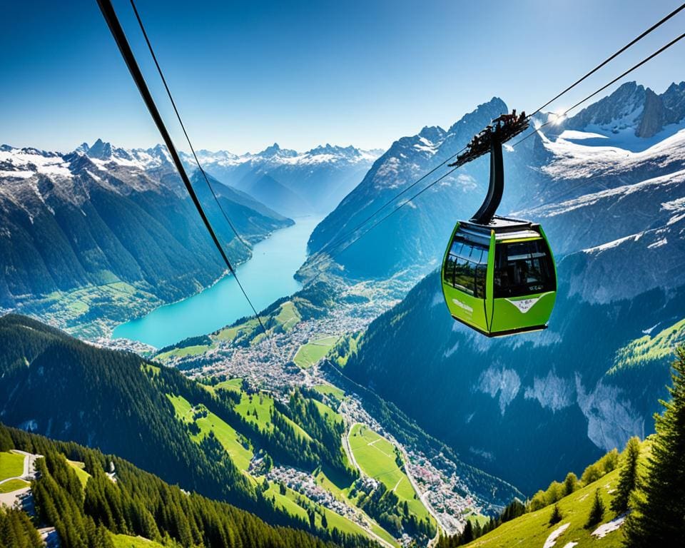 Seilbahnfahren in den Schweizer Alpen