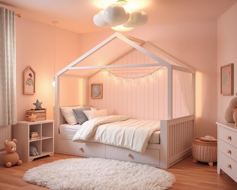 Kinderzimmer dekorieren mit Hausbett