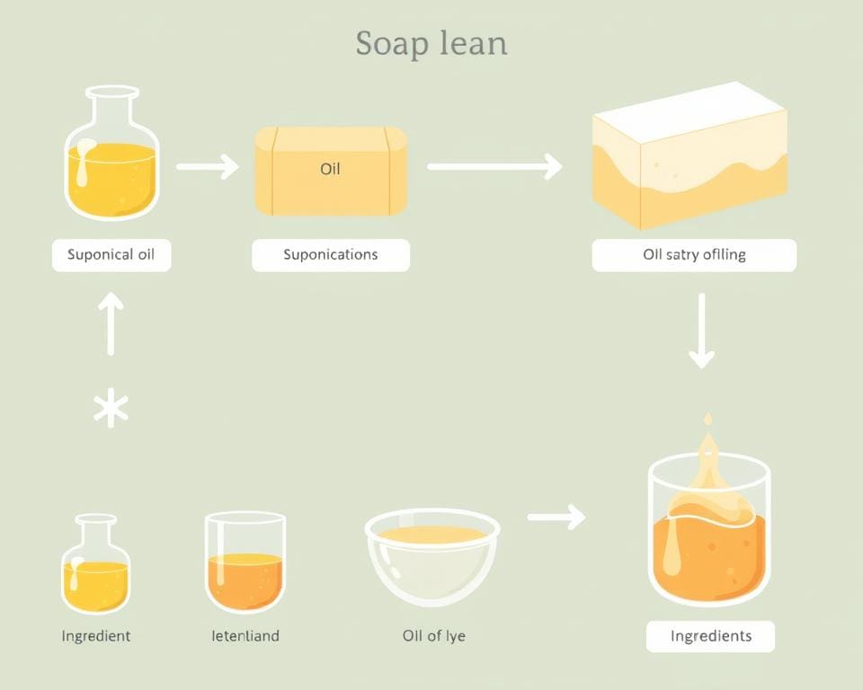 Schematische Darstellung der Seifenherstellung und chemischen Prozesse