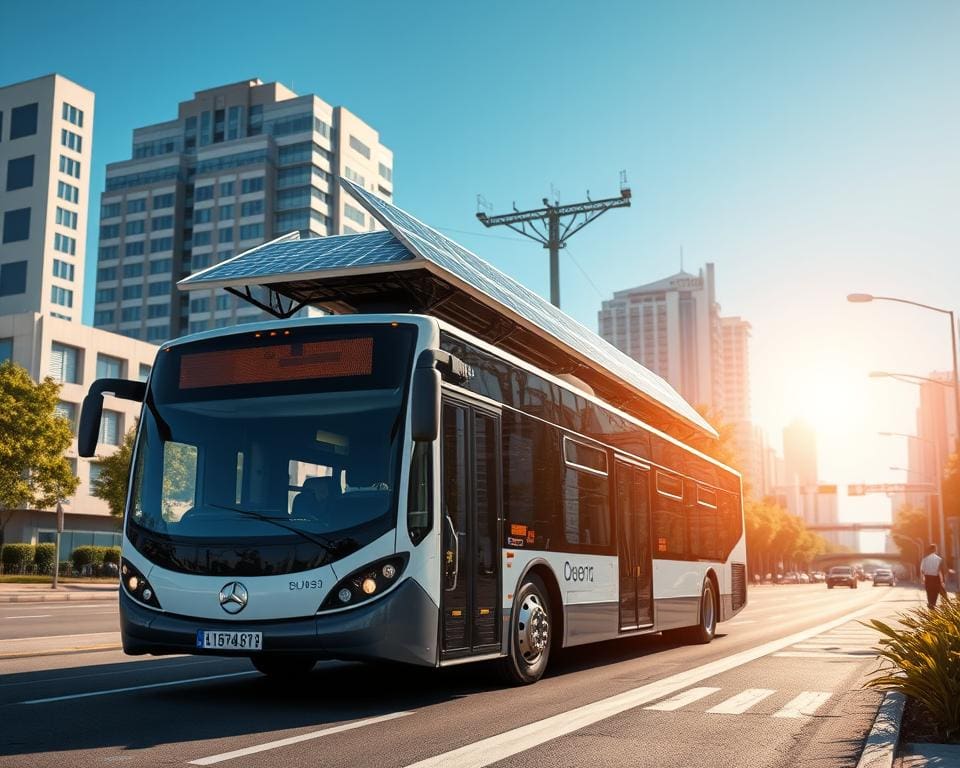 Solarpanels in modernen Stadtbussen