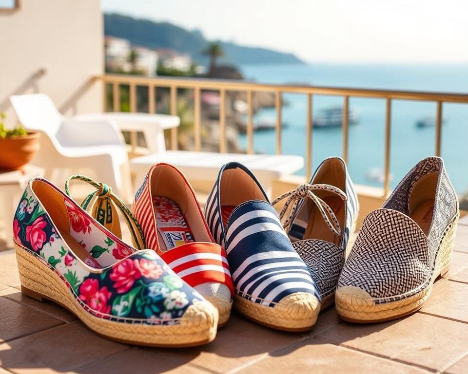 Trendige Espadrilles mit verschiedenen Farben und Mustern