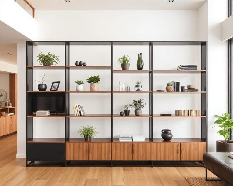 Multifunktionale Raumteiler mit Regaloptionen
