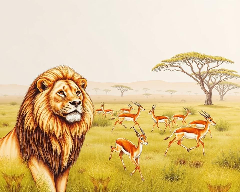 Handgezeichnete Safari-Tiere für die Wand