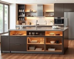 Multifunktionale Kücheninseln mit integrierten Ablagen