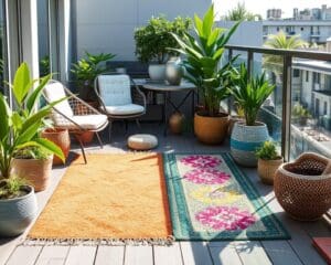 Outdoor-Teppiche aus recyceltem Kunststoff für Balkone