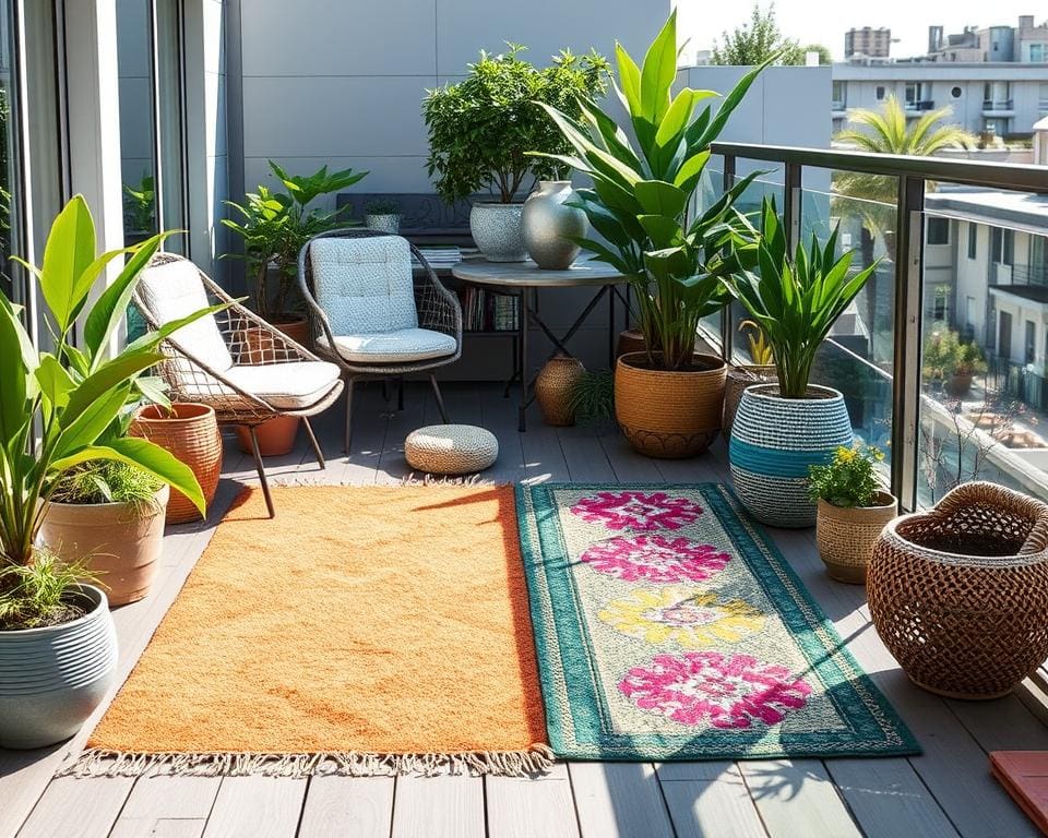 Outdoor-Teppiche aus recyceltem Kunststoff für Balkone