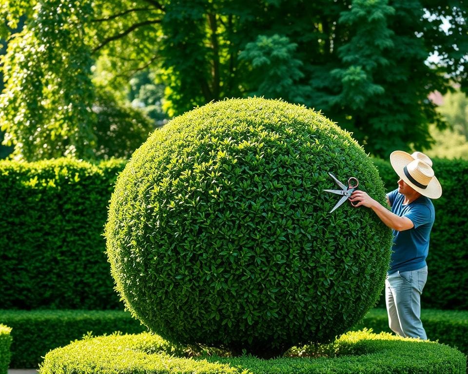 Wie schneidet man einen Buchsbaum kugelig?