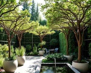 Wie integriert man Spalierbäume in moderne Gartendesigns?