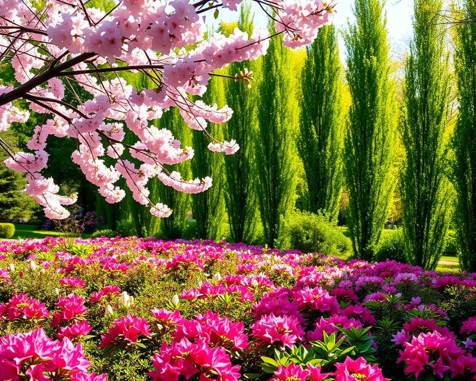 Rosa Baumarten im Frühling
