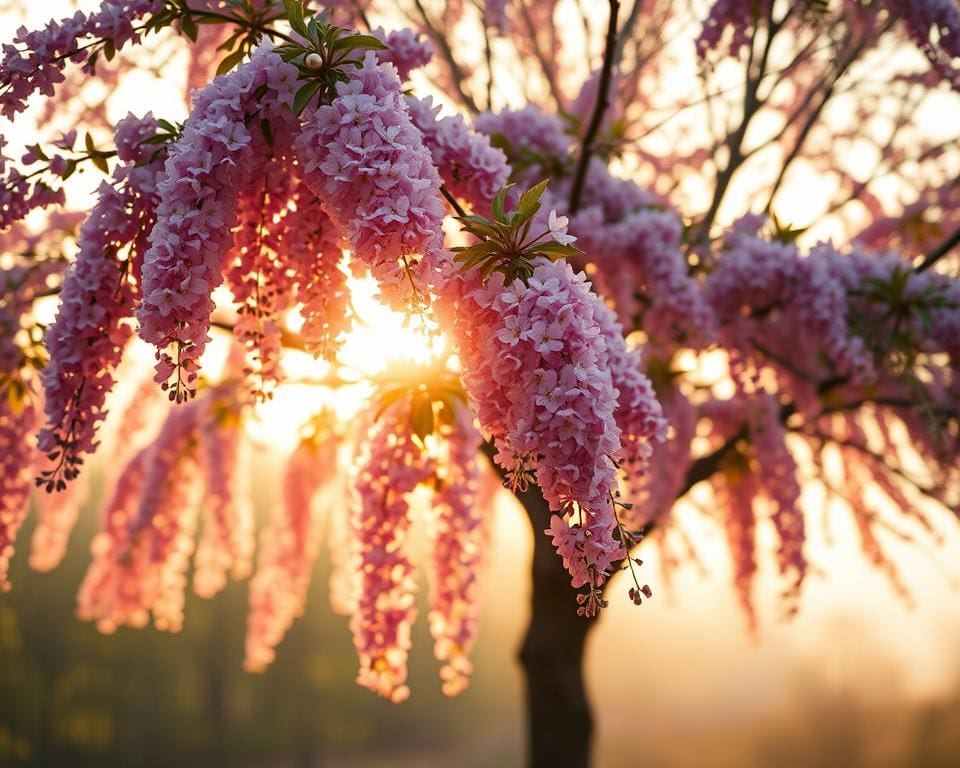 Welcher Baum blüht rosa im Frühling?