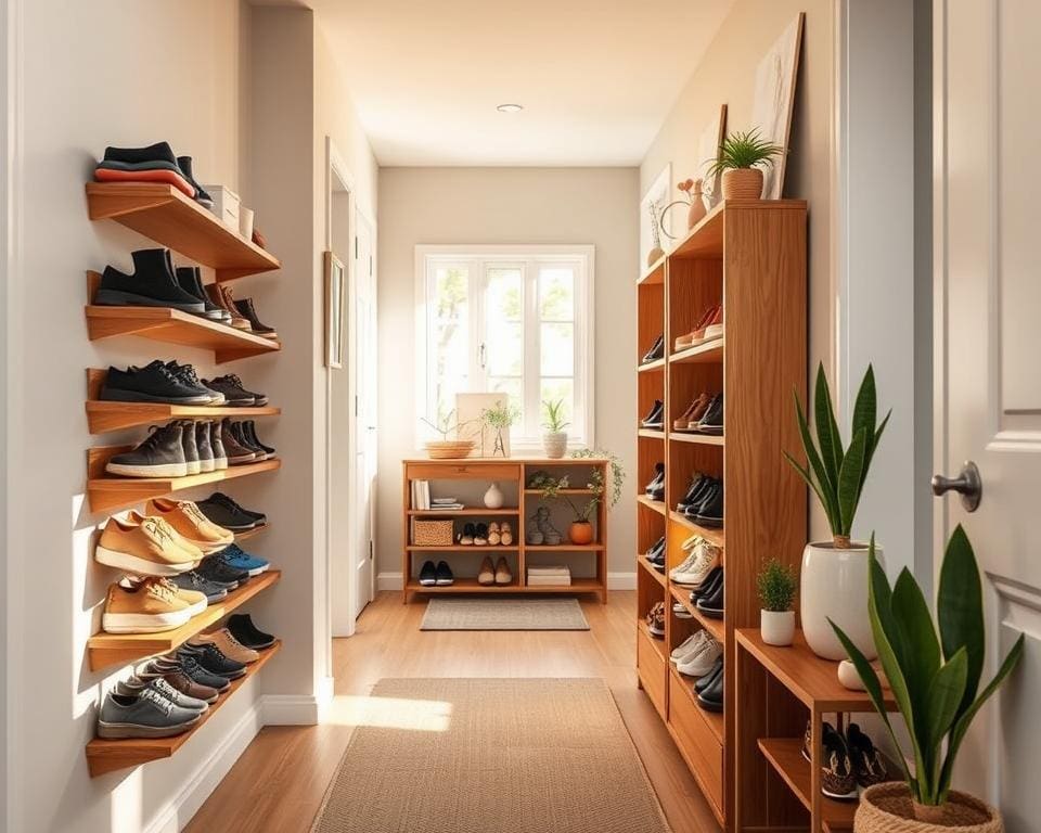 Schuhregale im Flur