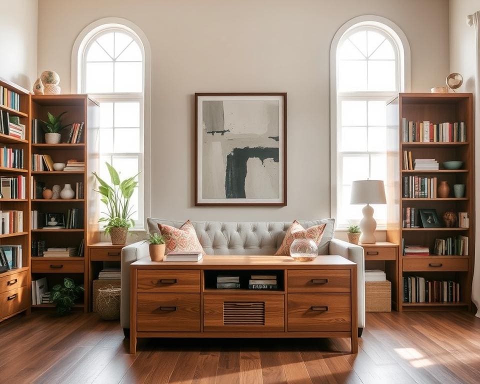 Praktische Aufbewahrung im Wohnzimmer