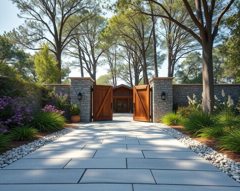 Einfahrtsgestaltung mit natürlichen Materialien